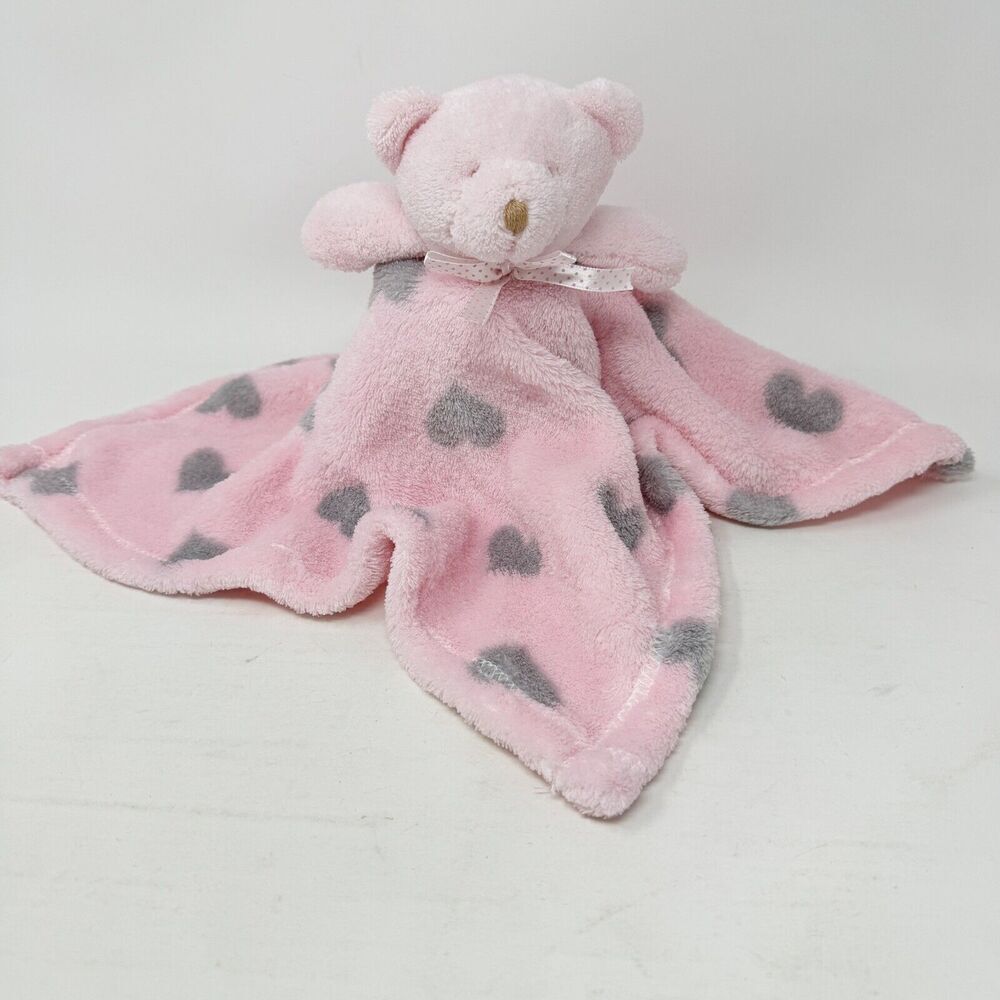Baby Gear Pink Gray Heart Bear Baby Girls Security Blanket Lovey Print‎ Blanket